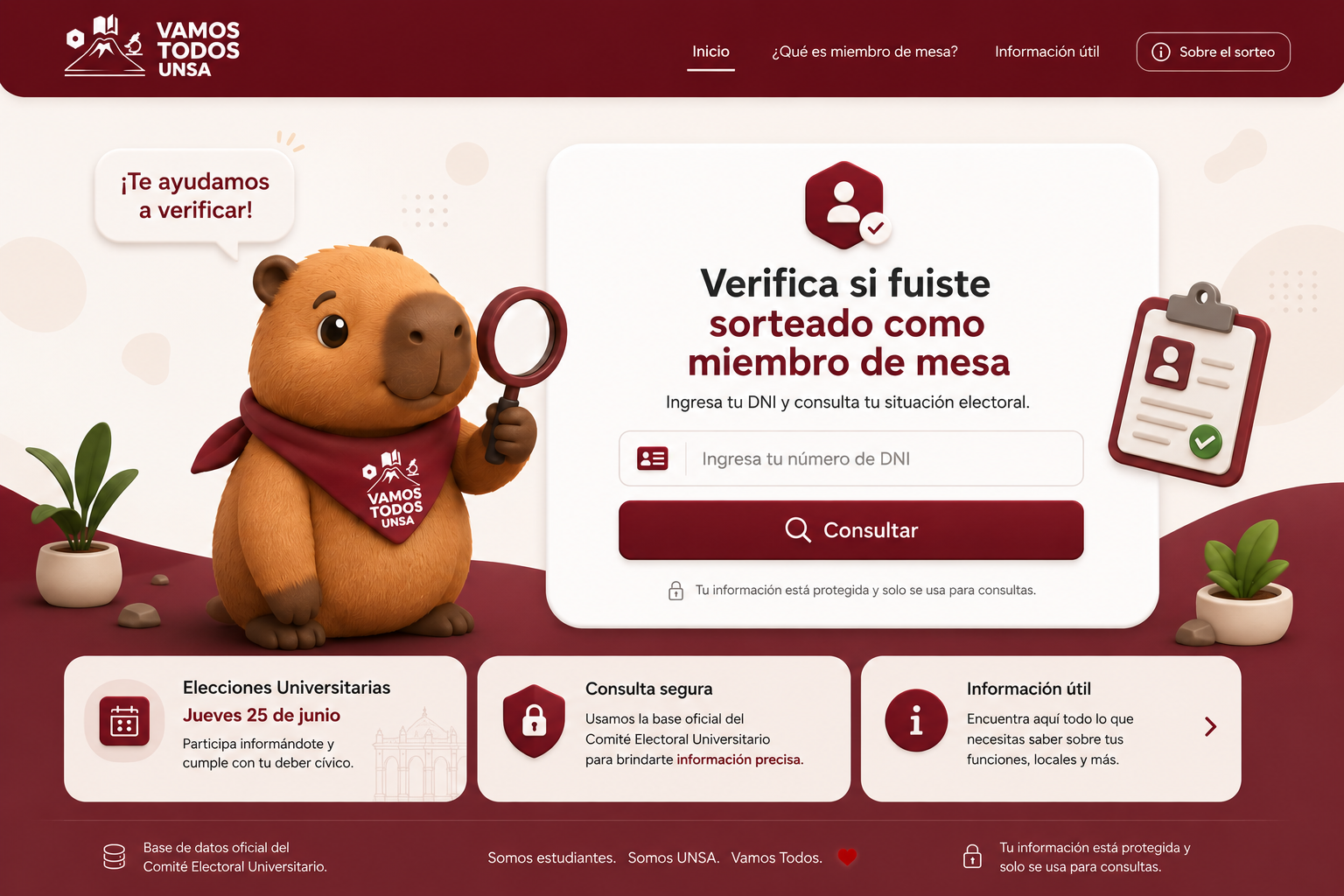 Menu de consulta de miembros de mesa