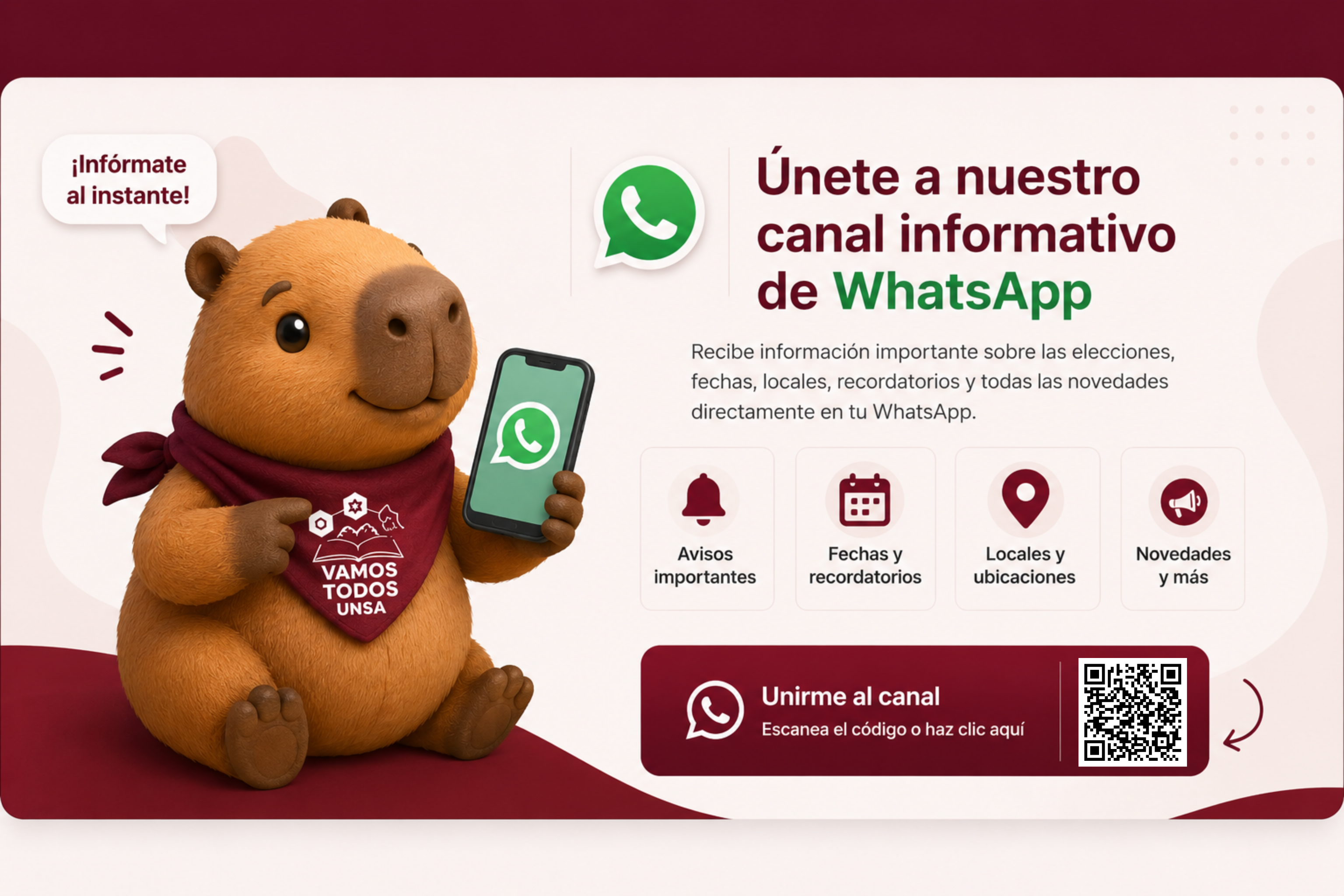 Unete al canal informativo de WhatsApp